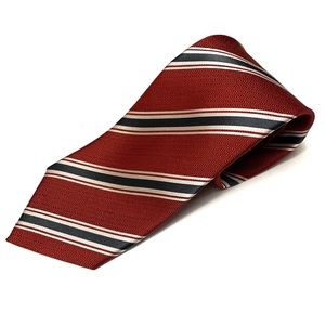 Ermenegildo Zegna 100% Silk Red Black White Striped Neck Tie - Made in Italy